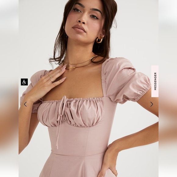 House Of CB Tallulah Blush Puff Sleeve Midi Dress - Picture 3 of 16